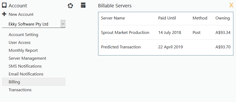 Account Estimated Billing