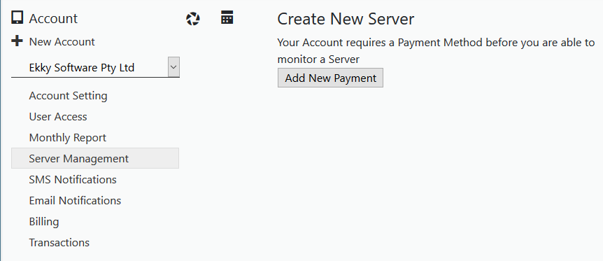 Creating a Server requing payment method